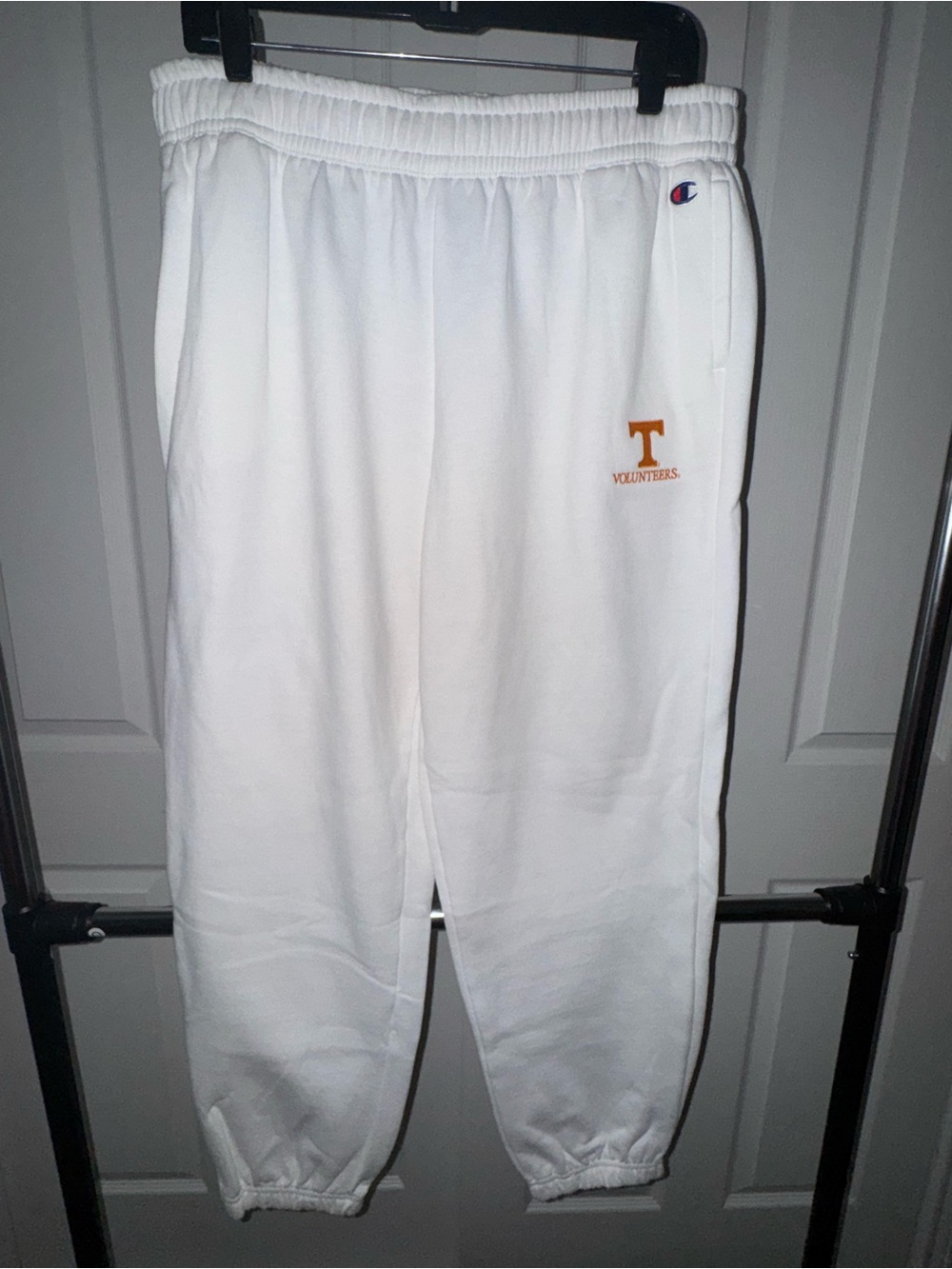 Champion White Sweatpants with Orange 'T' Volunteers Logo